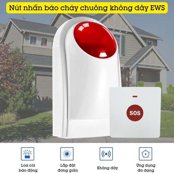 Nút Nhấn Báo Cháy Chuông Không Dây Ews