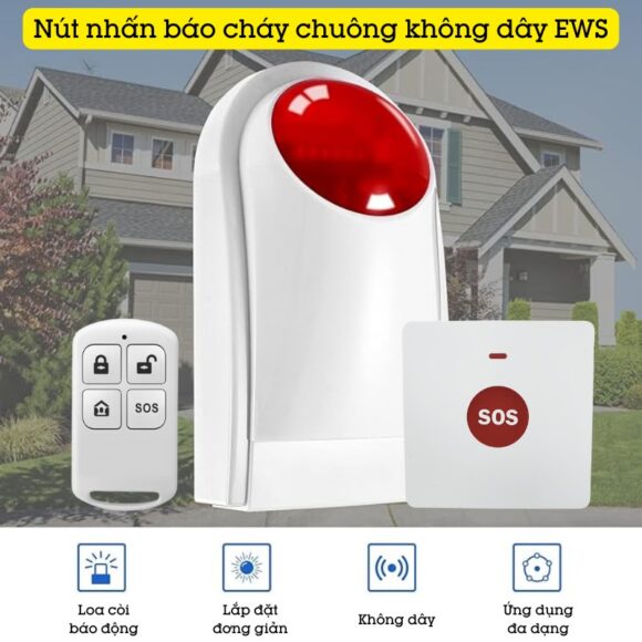 Nút Nhấn Báo Cháy Chuông Không Dây Ews