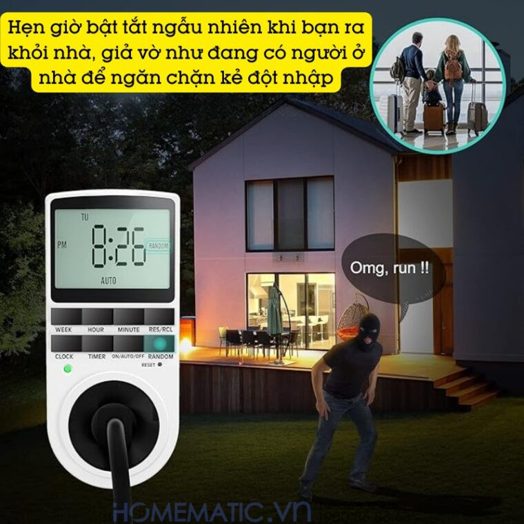 Ổ Cắm Hẹn Giờ điện Tử Homematic Màn Hình Lớn Teg3600
