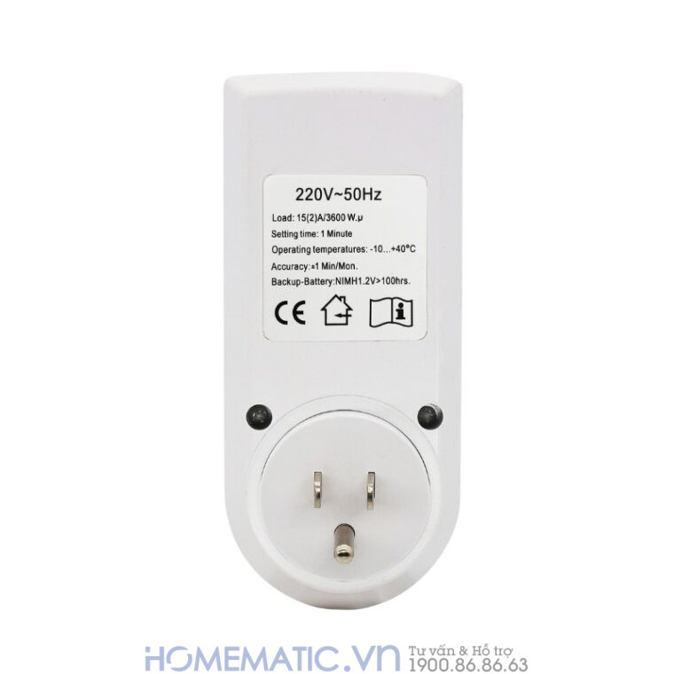 Ổ Cắm Hẹn Giờ điện Tử Homematic Màn Hình Lớn Teg3600