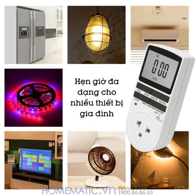 Ổ Cắm Hẹn Giờ điện Tử Homematic Màn Hình Lớn Teg3600