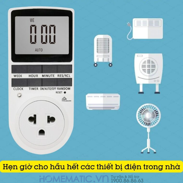 Ổ Cắm Hẹn Giờ điện Tử Homematic Màn Hình Lớn Teg3600