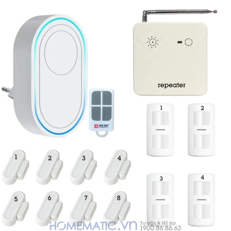 Thiết Bị Chống Trộm Gia đình Báo động Qua Wifi Tdb12f bộ 4 cảm biến chuyển động + 8 cảm biến cửa