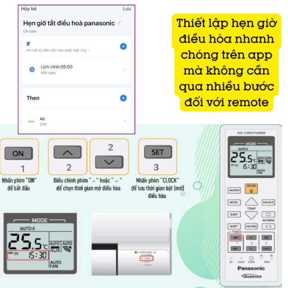 Thiết lập hẹn giờ đơn giản hơn remote rất nhiều