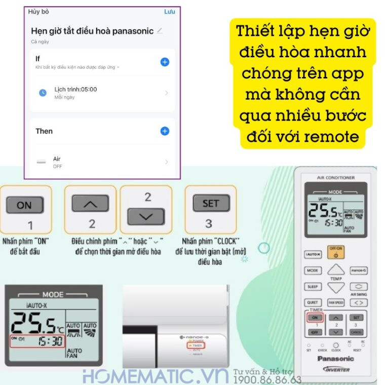Thiết lập hẹn giờ đơn giản hơn remote rất nhiều