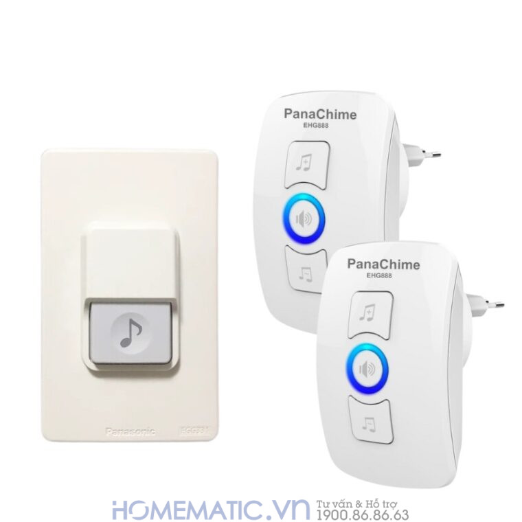 Chuông Cửa Không Dây Panachime Sử Dụng Nút Bấm Dùng Pin Panasonic Ehg888 1 nút bấm 2 loa chuông