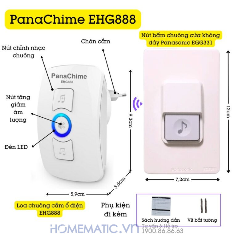 Mô tả sản phẩm Chuông Cửa Không Dây Panachime Sử Dụng Nút Bấm Dùng Pin Panasonic Ehg888 Mô tả sản phẩm Chuông Cửa Không Dây Panachime Sử Dụng Nút Bấm Dùng Pin Panasonic Ehg888