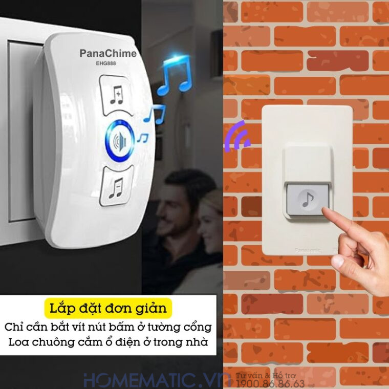 Chuông Cửa Không Dây Panachime Sử Dụng Nút Bấm Dùng Pin Panasonic Ehg888 có cách lắp đặt đơn giản Chuông Cửa Không Dây Panachime Sử Dụng Nút Bấm Dùng Pin Panasonic Ehg888 có cách lắp đặt đơn giản