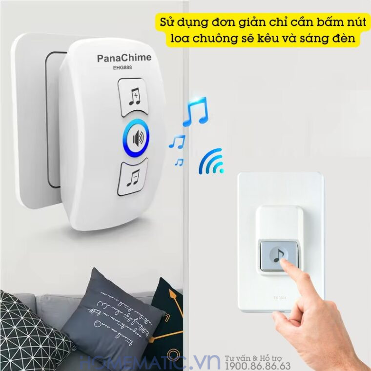 Chuông Cửa Không Dây Panachime Sử Dụng Nút Bấm Dùng Pin Panasonic Ehg888 sử dụng đơn giản Chuông Cửa Không Dây Panachime Sử Dụng Nút Bấm Dùng Pin Panasonic Ehg888 sử dụng đơn giản