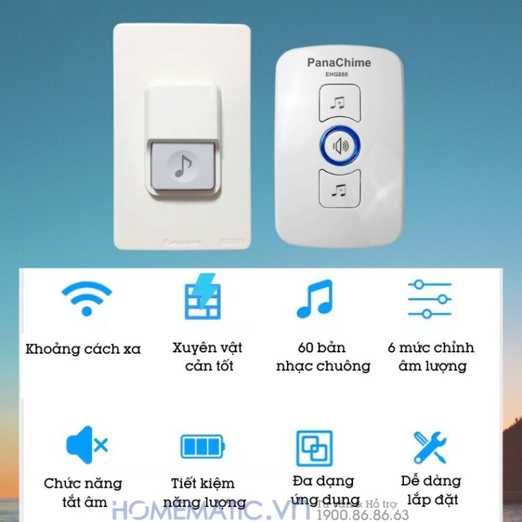 Tính năng Chuông Cửa Không Dây Panachime Sử Dụng Nút Bấm Dùng Pin Panasonic Ehg888 Tính năng Chuông Cửa Không Dây Panachime Sử Dụng Nút Bấm Dùng Pin Panasonic Ehg888