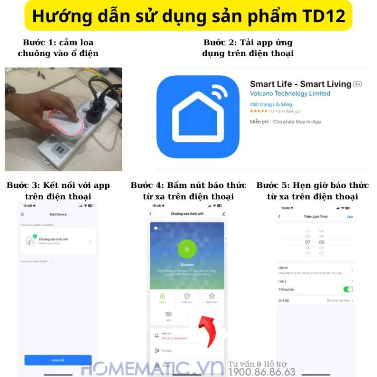 Chuông Wifi điều Khiển Từ Xa Báo Thức Chuông điện Gọi Báo Từ Xa Qua điện Thoại Td12 Chuông Wifi điều Khiển Từ Xa Báo Thức Chuông điện Gọi Báo Từ Xa Qua điện Thoại Td12