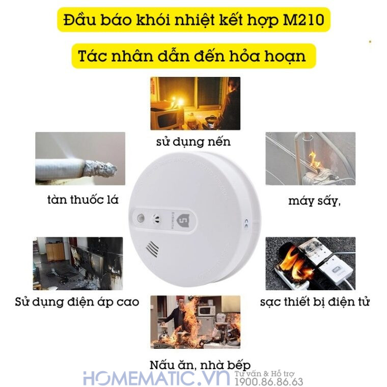 Đầu Báo Khói Nhiệt Kết Hợp Quang điện Không Dây Exsmith M210