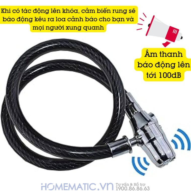 Khóa Dây Xe Máy Xe đạp Dây Cáp Khóa Chống Trộm Có Còi Hú Lk215