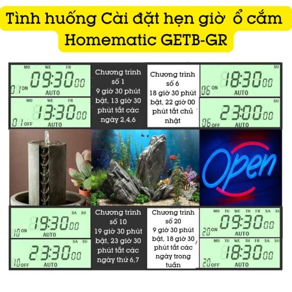 Ổ Cắm Hẹn Giờ điện Tử Homematic Hỗ Trợ đếm Giây Getb-gr tình huống sử dụng