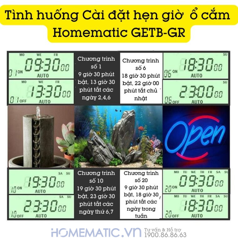 Ổ Cắm Hẹn Giờ điện Tử Homematic Hỗ Trợ đếm Giây Getb-gr tình huống sử dụng