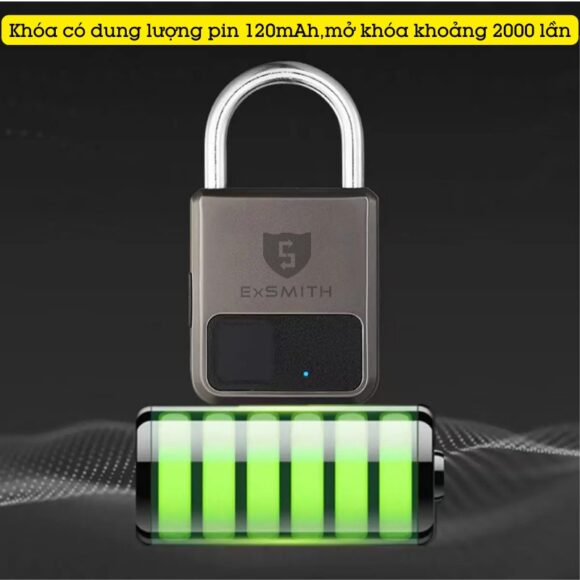 Ổ Khóa Vân Tay Loại Nhỏ Kèm Khóa điện Tử Exsmith Epl101 dung lượng pin 200mah