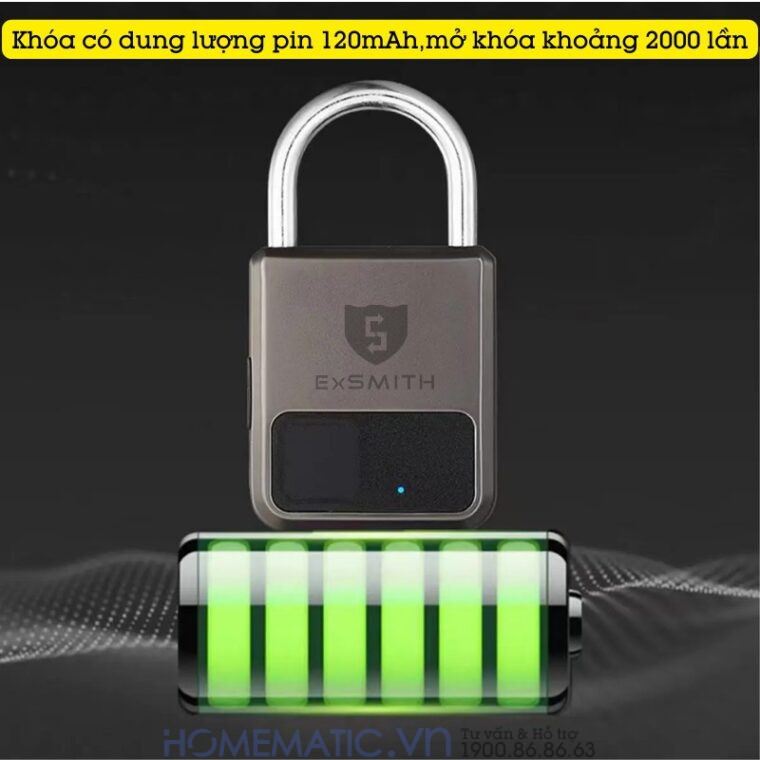 Ổ Khóa Vân Tay Loại Nhỏ Kèm Khóa điện Tử Exsmith Epl101 dung lượng pin 200mah
