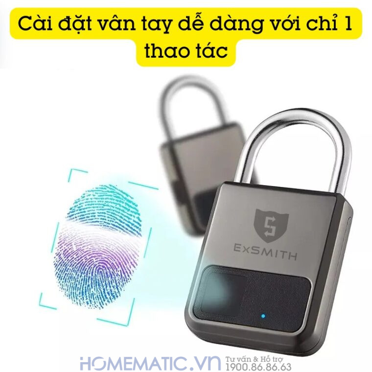 Ổ Khóa Vân Tay Loại Nhỏ Kèm Khóa điện Tử Exsmith Epl101 cài đặt vân tay dễ dàng