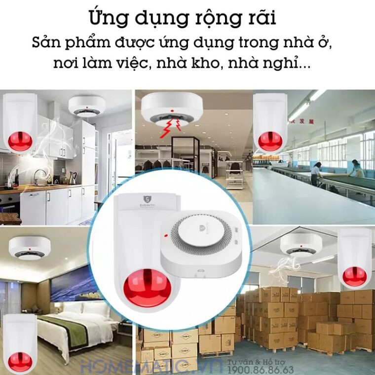 Đầu báo khói Exsmith M180 có nhiều ứng dụng rộng rãi trong nhà ở, nơi làm việc, nhà kho, văn phòng