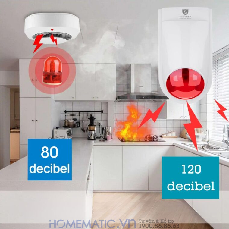 Bộ Chuông Báo Cháy Không Dây Exsmith Eskit02 có âm báo động lớn