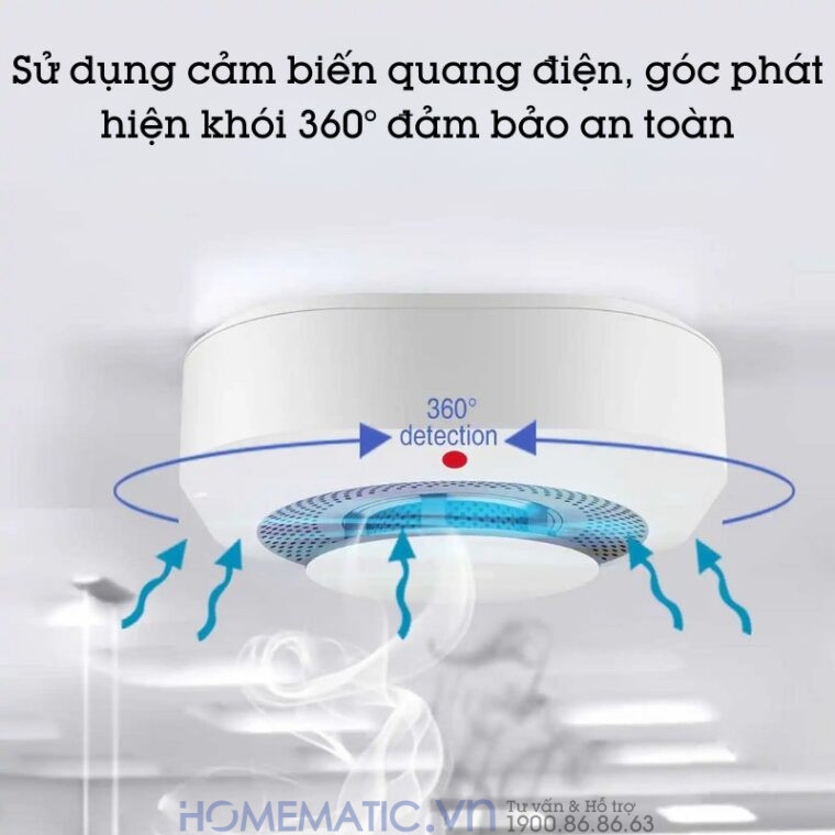 Đầu báo khói Exsmith M180 sử dụng cảm biến quang học có góc phát hiện 360 độ