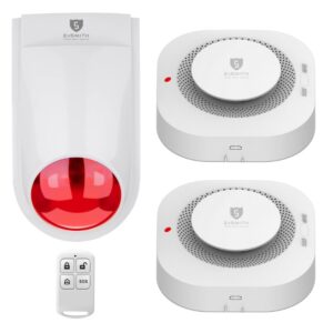 Bộ Chuông Báo Cháy Không Dây Exsmith Eskit02 bộ 2 đầu báo cháy