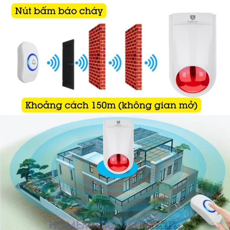 Nút bấm báo cháy khẩn chấp B525 khoảng cách 150m không gian mở