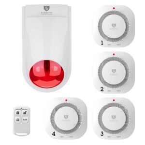 Bộ Chuông Báo Cháy Không Dây Exsmith Eskit02 bộ 4 đầu báo cháy