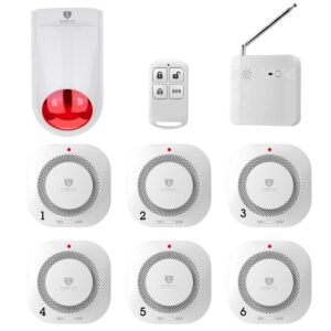 Bộ Chuông Báo Cháy Không Dây Exsmith Eskit02 bộ 6 đầu báo cháy
