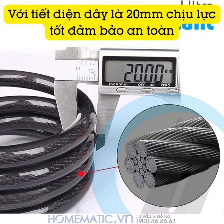 Khóa Dây Chống Trộm Xe Máy Xe đạp ô Tô Báo động Còi Hú Lk315 có tiết diện dây lớn 20mm