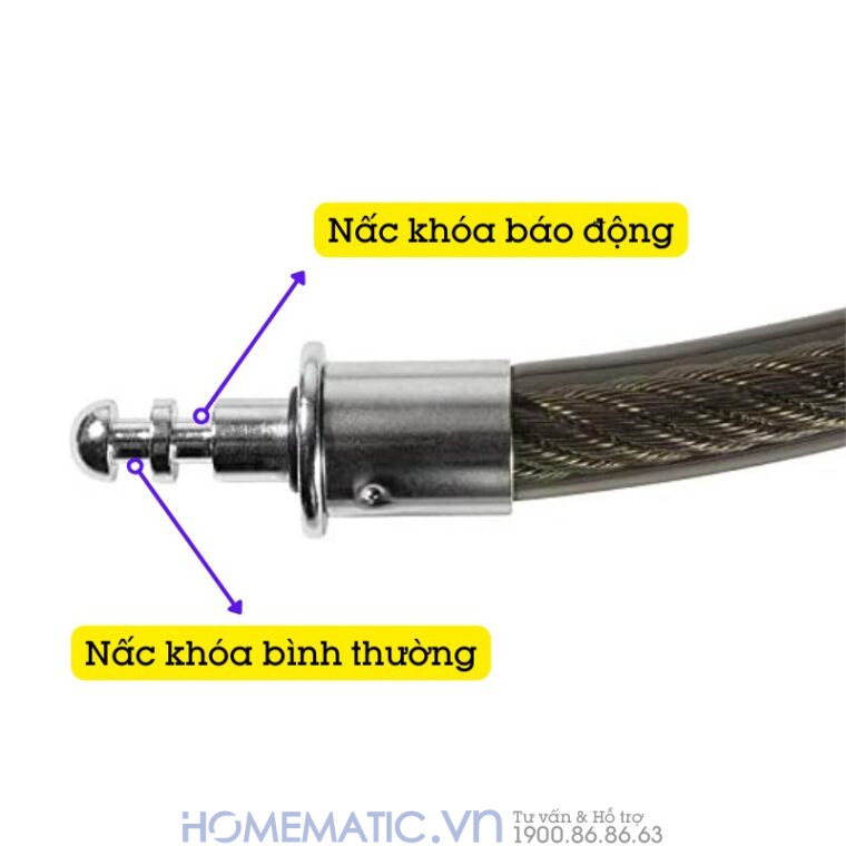 Khóa Dây Chống Trộm Xe Máy Xe đạp ô Tô Báo động Còi Hú Lk315 có 2 nấc khóa báo động và khóa bình thường
