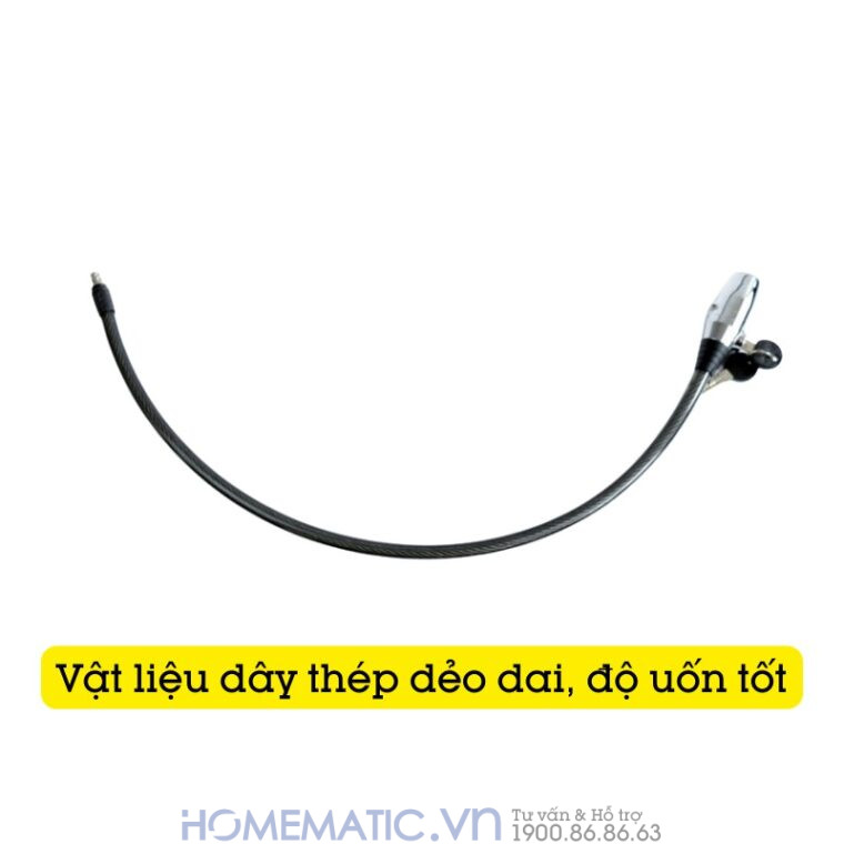Khóa Dây Xe Máy Xe đạp Dây Cáp Khóa Chống Trộm Có Còi Hú Lk215 có vật liệu dẻo dai, độ uốn tốt
