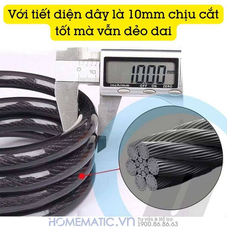 Khóa Dây Xe Máy Xe đạp Dây Cáp Khóa Chống Trộm Có Còi Hú Lk215 chịu cắt dẻo dai
