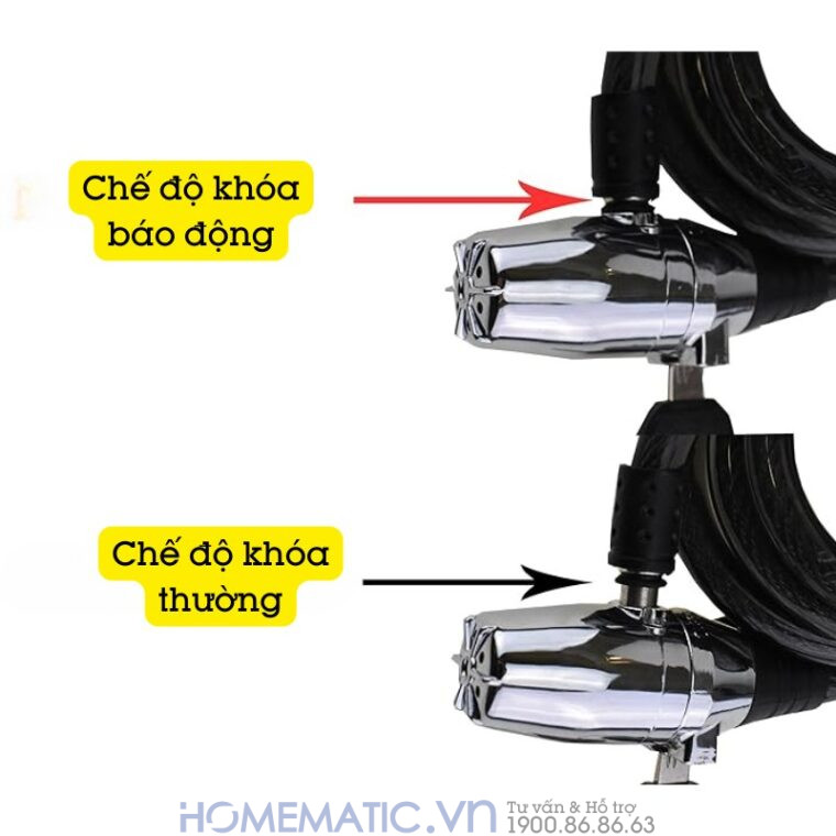 Khóa Dây Xe Máy Xe đạp Dây Cáp Khóa Chống Trộm Có Còi Hú Lk215 có 2 chế độ báo động