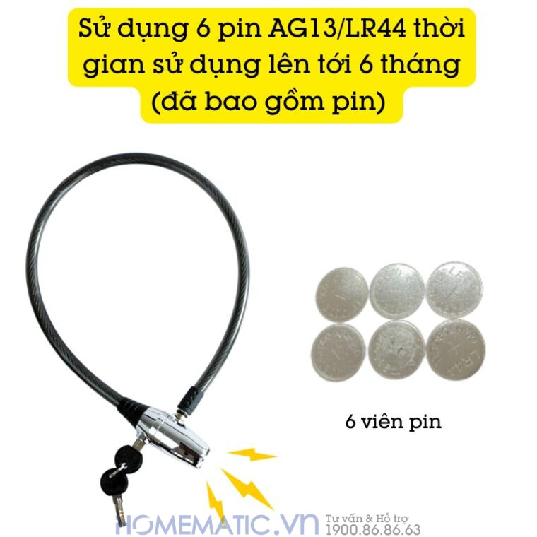 Khóa Dây Xe Máy Xe đạp Dây Cáp Khóa Chống Trộm Có Còi Hú Lk215