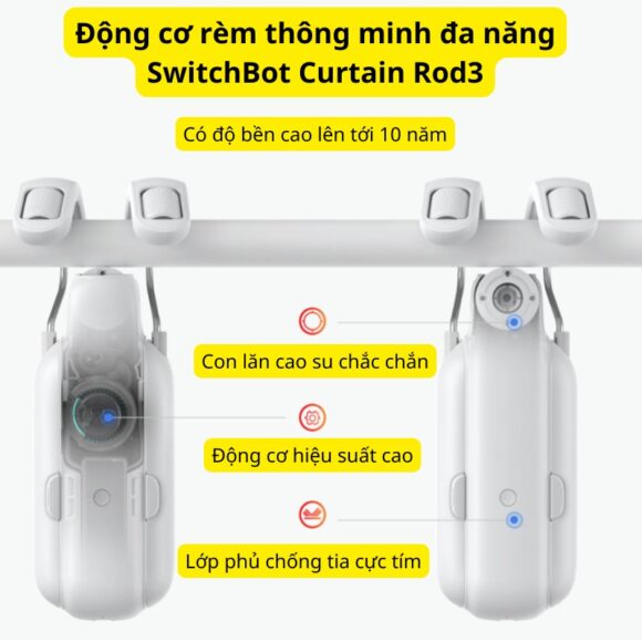 Động Cơ Rèm Thông Minh đa Năng Switchbot Curtain Rod3 Dùng Cho Thanh Treo Rèm Cửa Loại Tròn