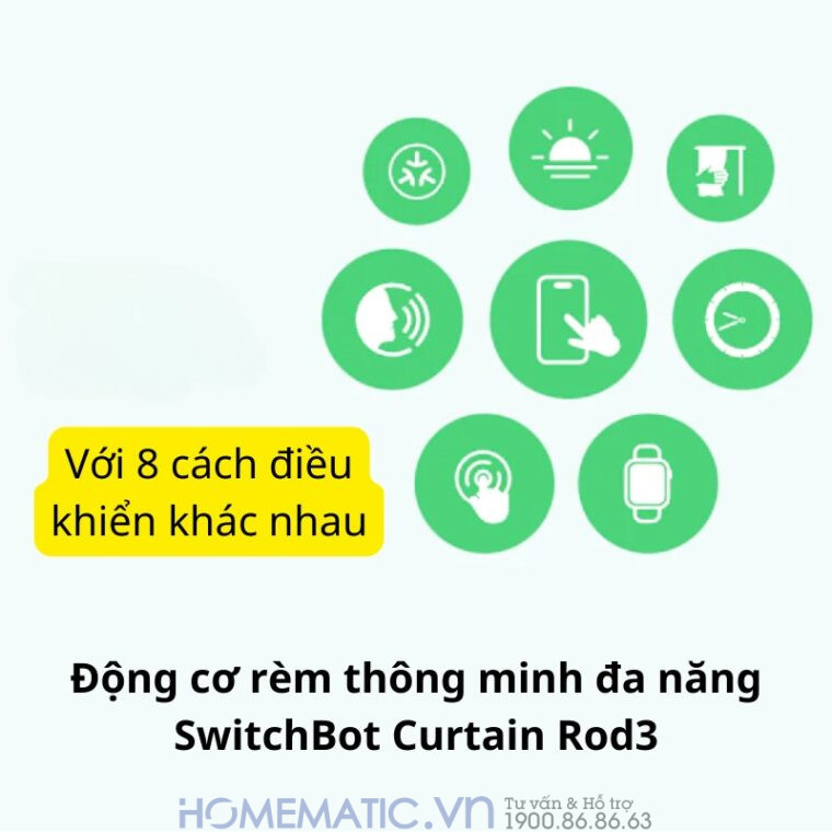Động Cơ Rèm Thông Minh đa Năng Switchbot Curtain Rod3 Dùng Cho Thanh Treo Rèm Cửa Loại Tròn