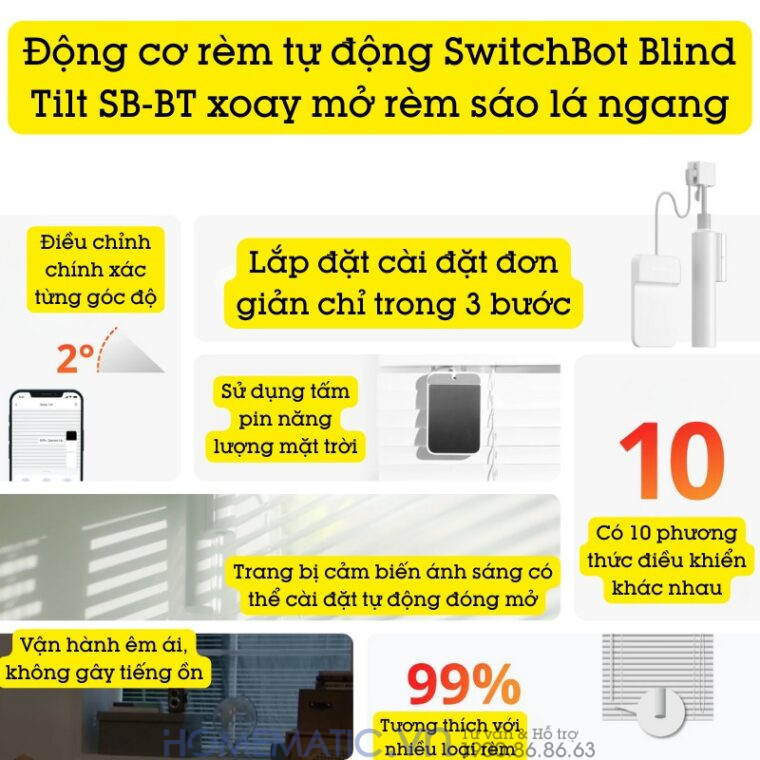 Động Cơ Rèm Tự động Switchbot Blind Tilt Sb-bt Xoay Mở Rèm Sáo Lá Ngang