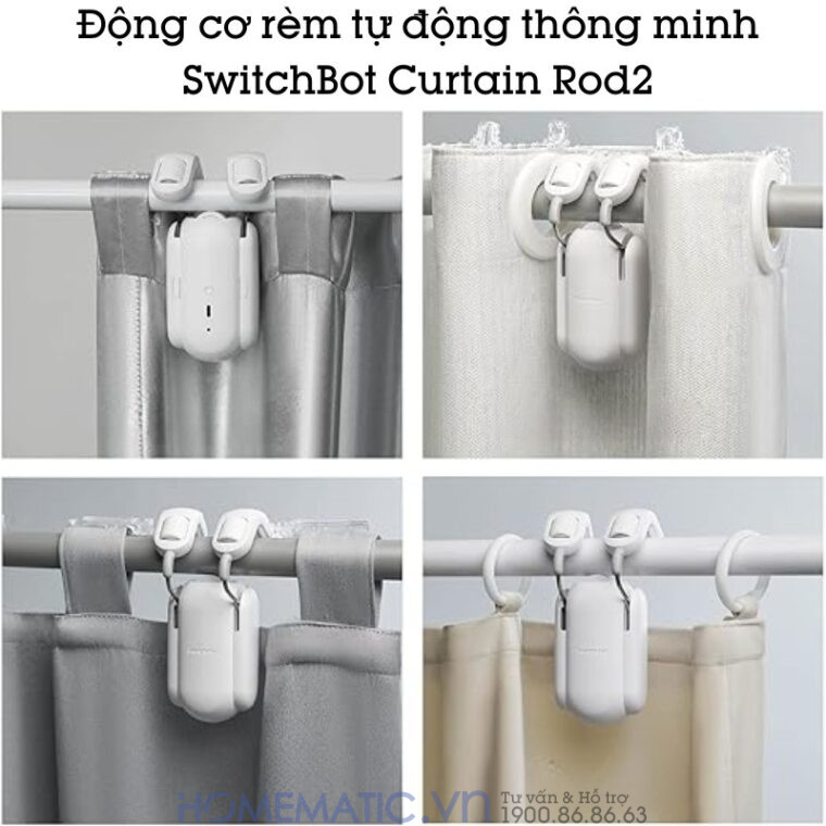 Động Cơ Rèm Tự động Thông Minh Switchbot Curtain Rod2 Dùng Cho Thanh Treo Rèm Cửa Loại Tròn