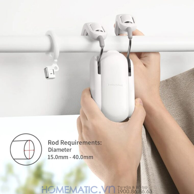 Động Cơ Rèm Tự động Thông Minh Switchbot Curtain Rod2 Dùng Cho Thanh Treo Rèm Cửa Loại Tròn