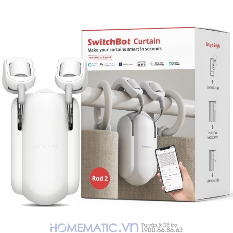 Động Cơ Rèm Tự động Thông Minh Switchbot Curtain Rod2 Dùng Cho Thanh Treo Rèm Cửa Loại Tròn Động Cơ Rèm Tự động Thông Minh Switchbot Curtain Rod2 Dùng Cho Thanh Treo Rèm Cửa Loại Tròn