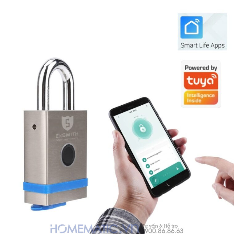 Ổ Khóa Cổng Vân Tay Ngoài Trời Chống Nước, Khóa Móc Cao Cấp Kèm Chìa Cơ Và điện Tử Exsmith Epl855