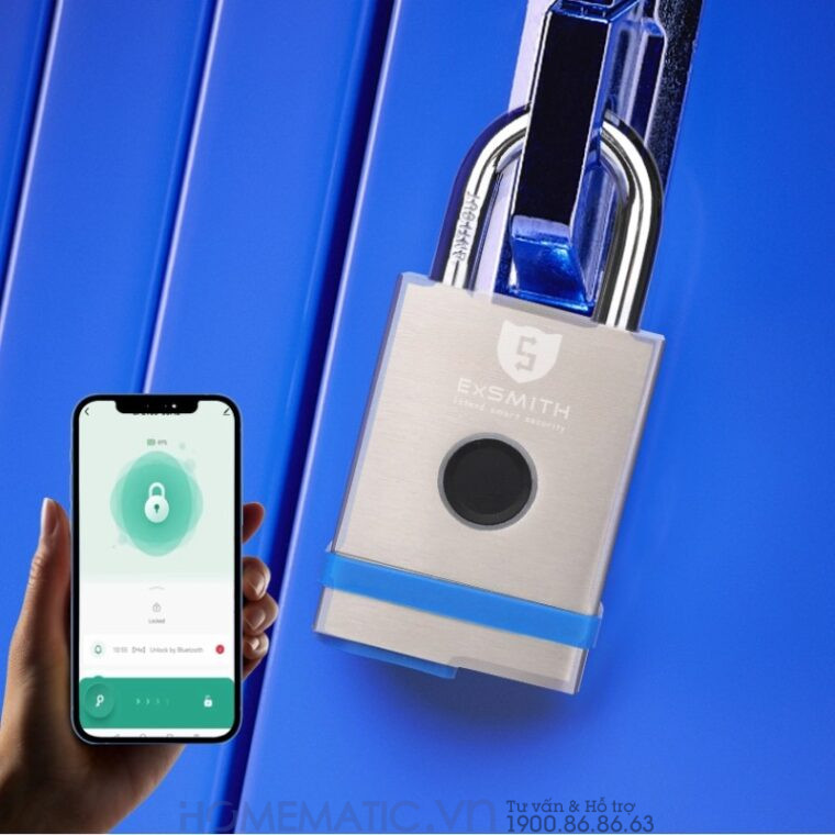 Ổ Khóa Cổng Vân Tay Ngoài Trời Chống Nước, Khóa Móc Cao Cấp Kèm Chìa Cơ Và điện Tử Exsmith Epl855