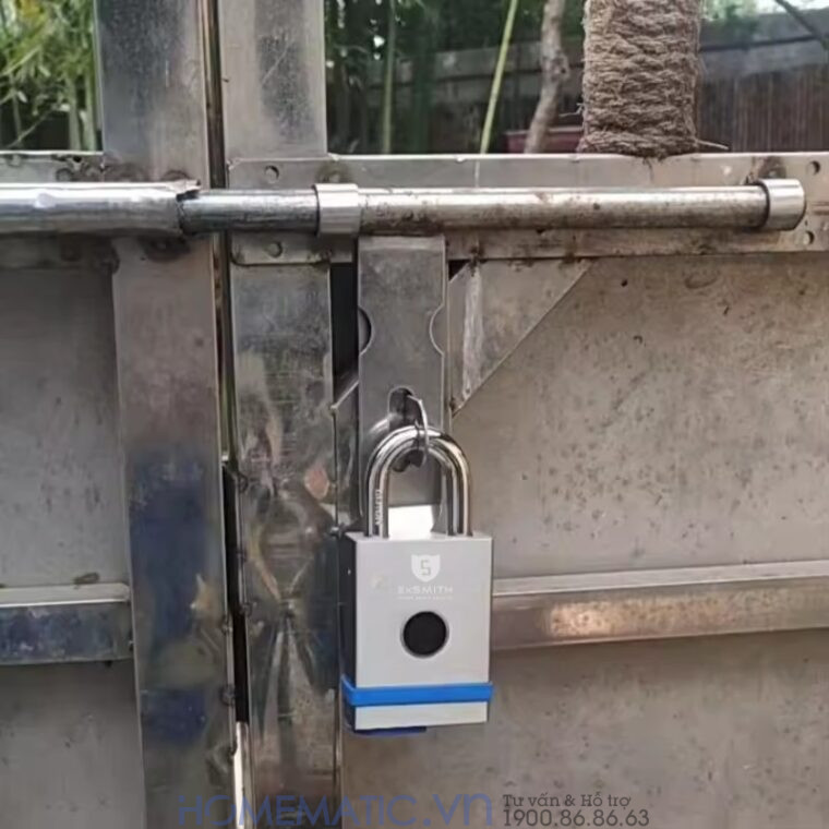 Ổ Khóa Cổng Vân Tay Ngoài Trời Chống Nước, Khóa Móc Cao Cấp Kèm Chìa Cơ Và điện Tử Exsmith Epl855