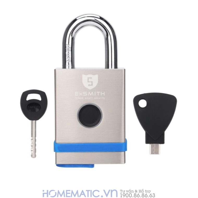 Ổ Khóa Cổng Vân Tay Ngoài Trời Chống Nước, Khóa Móc Cao Cấp Kèm Chìa Cơ Và điện Tử Exsmith Epl855