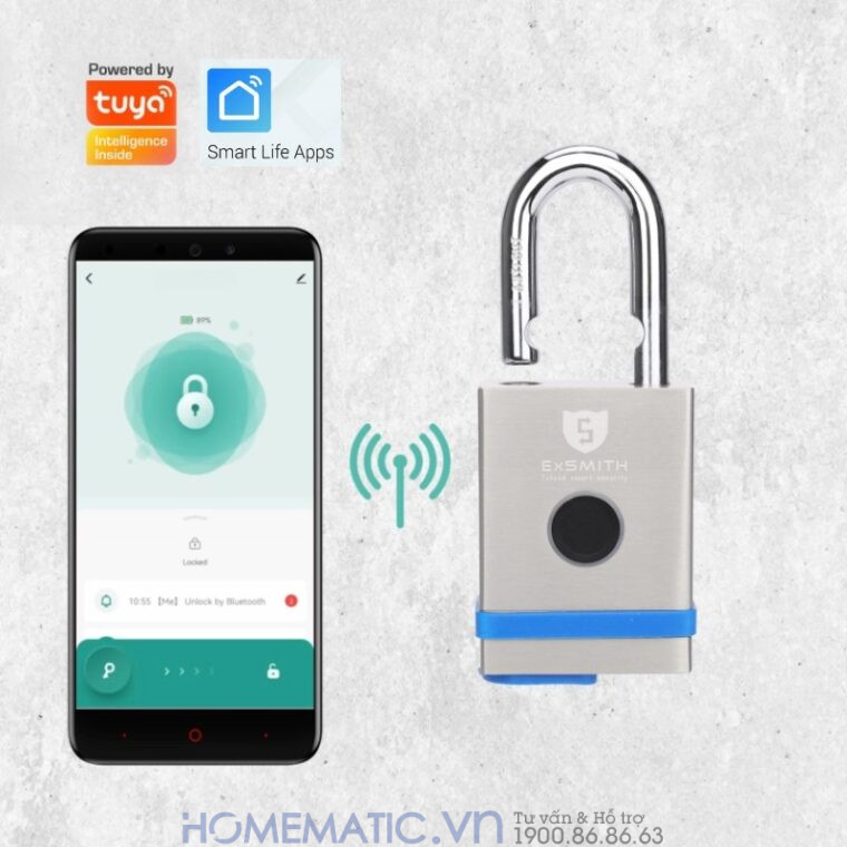 Ổ Khóa Cổng Vân Tay Ngoài Trời Chống Nước, Khóa Móc Cao Cấp Kèm Chìa Cơ Và điện Tử Exsmith Epl855