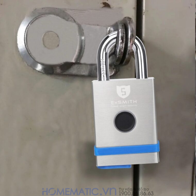 Ổ Khóa Cổng Vân Tay Ngoài Trời Chống Nước, Khóa Móc Cao Cấp Kèm Chìa Cơ Và điện Tử Exsmith Epl855