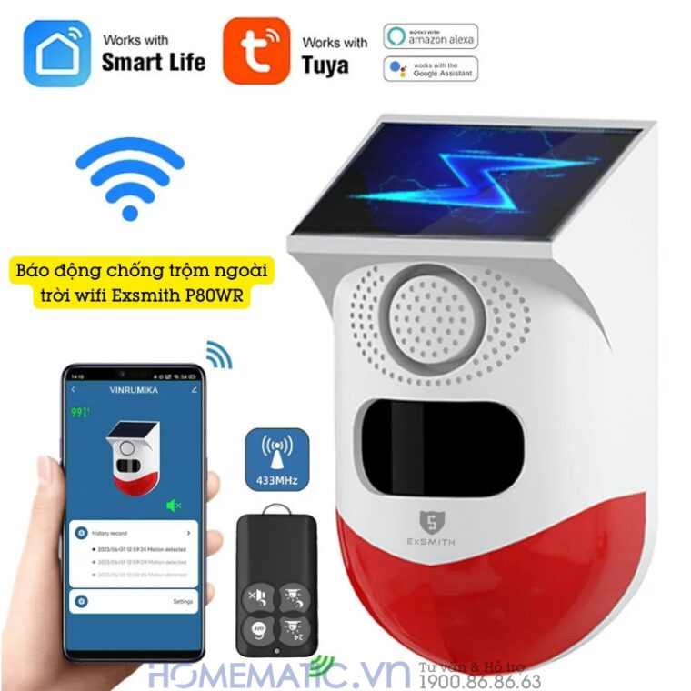 Thiết Bị Báo động Chống Trộm Ngoài Trời Wifi Exsmith P80wr