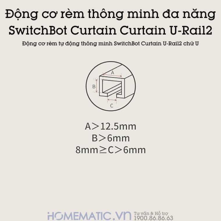 Động Cơ Rèm Tự động Thông Minh Switchbot Curtain U-rail2 Dùng Cho Thanh Treo Rèm Ray Trượt Loại Chữ U
