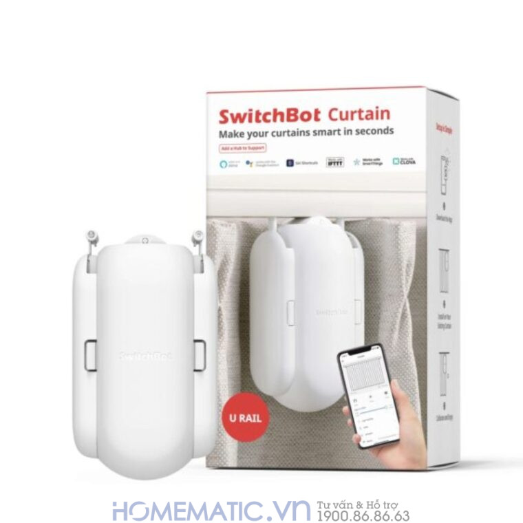 Động Cơ Rèm Tự động Thông Minh Switchbot Curtain U-rail2 Dùng Cho Thanh Treo Rèm Ray Trượt Loại Chữ U